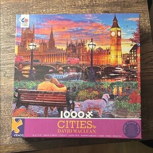 Ceaco Cities by David Maclean Art Poster - Vibrant Orange and Blue